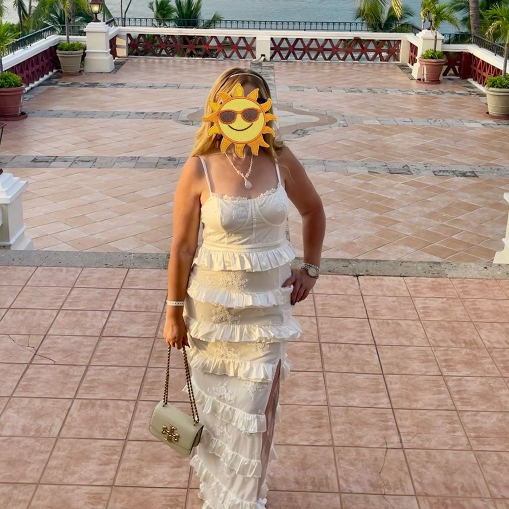 Fashion Nova Satin Tier Lace Maxi Dress - Picture 9 of 11